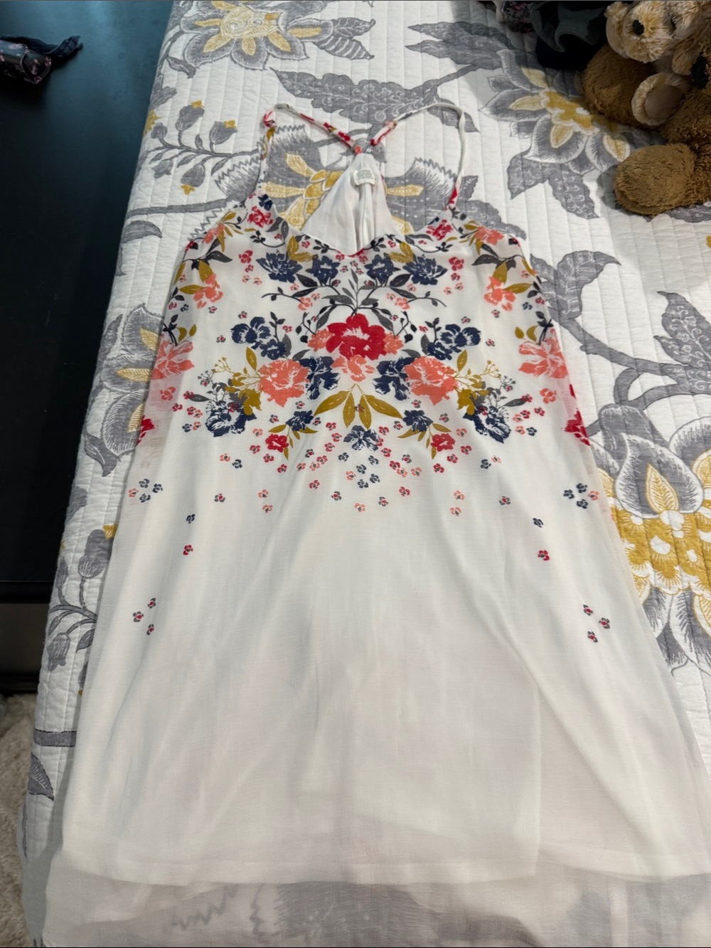 Floral Print White Halter Sundress